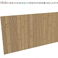 Modern Wooden Bedroom Accent Wall With Vertical Stripes And Square Patterns 3d model