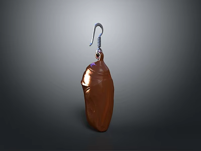 Brown Shiny Leather Like Hanging Organizer Pouch With Metal Hook Design 3d model