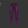 Dark Denim Utility Trousers With Multiple Pockets And Decorative Straps 3d model