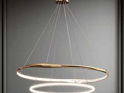 Modern Double Ring Metallic Chandelier With Illuminated Circular Design For Interior Ceiling 3d model