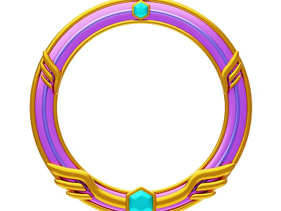 Decorative Ornament Set With Golden Accents Purple Ring And Blue Gemstones 3d model