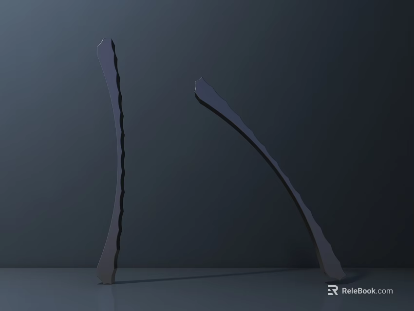 Two Curved Modern Floor Lamps In Dark Minimalist Interior Setting 3d model 