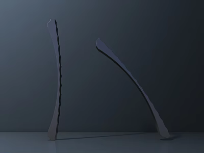 Two Curved Modern Floor Lamps In Dark Minimalist Interior Setting 3d model