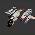Futuristic White And Red Aerospace Spaceship With Wings And Glowing Thrusters