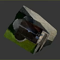 Village Church Model Featuring White Walls Brown Roof Bell Tower Red Door And Green Grass