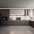 Modern Kitchen Interior Design With Gray Cabinets Countertop And Appliances