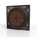 Dark Colored Metal Industrial Equipment With Square Frame And Circular Grid Design