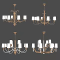 Classic Multi Arm Chandeliers With White Shades And Metal Frame Design 3d model