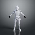 3D White Armored Character Model With Helmet Body Armor Utility Belt And Boots