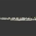 Ancient Stone Architectural Component With Damaged Surface And Moss Growth