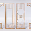 Modern Golden Metal Partition Designs With Arched Circular And Rectangular Geometric Patterns 3d model