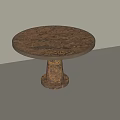 Round Wooden Dining Table With Pedestal Base And Decorative Pattern 3d model
