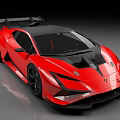 Red Sports Car With Black Roof Rear Spoiler And Sleek Aerodynamic Design