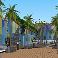 Modern Garden Landscape Design With Green Roofs Curved Water Pools Palm Trees And Fountain
