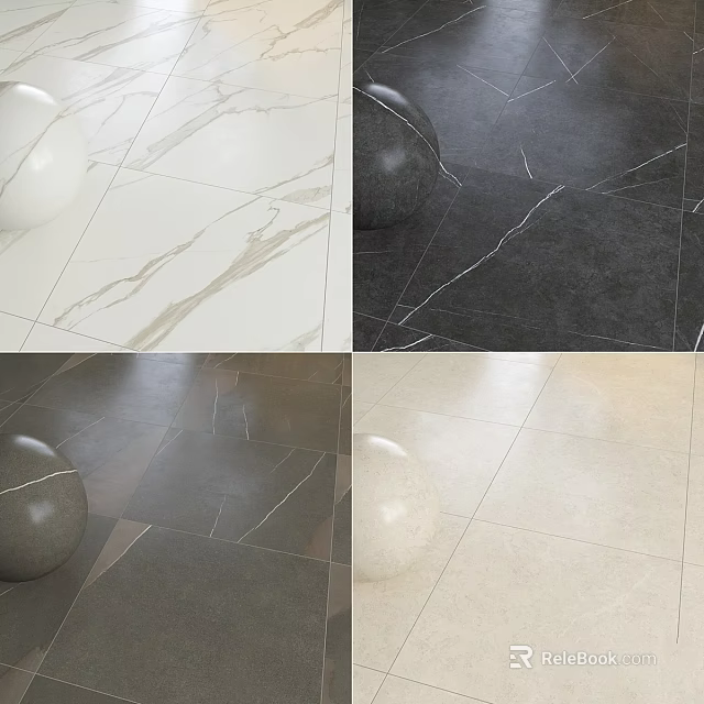 Marble Floor Tiles In Different Colors With Decorative Balls For Interior Home Design 3d model 