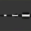 3D Model of Black and White Missile with Pointed Tip Fins and White Middle Section