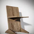 Wooden Single Chair With Modern Minimalist Design On White Pedestal Display Against White Wall Background