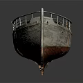Old Wooden Boat With Weathered Surface Rustic Railings Red Bottom Vintage Design