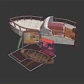 Yacht Display With Small Boat And Platform Setup