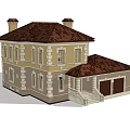 Elegant Detached House Exterior Design With Tiled Roof Yellow Facade And Front Porch