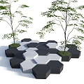 Modern tree pool hexagonal tree pool stool 3d model