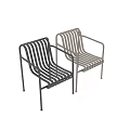 Modern Single Chair With Metal Frame Striped Seat Backrest Black Beige
