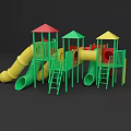 Children'slide amusement park slide indoor slide amusement equipment unpowered slide 3d model