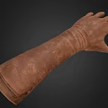 Brown Leather Long Gloves With Textured Surface And Classic Design 3d model