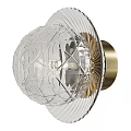 Diamond Cut Transparent Glass Globe Wall Light With Gold Base And Radiant Design