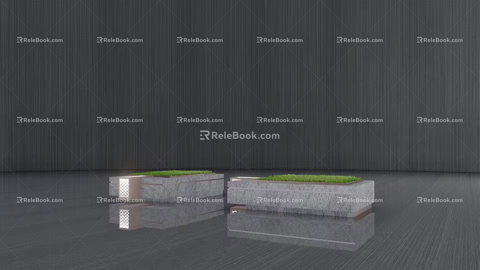Modern tree pool landscape seat 3d model