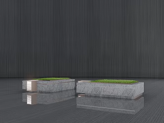 Modern tree pool landscape seat 3d model
