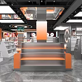 Modern Cosmetics Store Interior Design With Makeup Counter Cosmetics Shelves And Display Screens 3d model