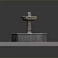 Decorative Stone Fountain With Octagonal Base And Multi Tiered Design On Square Platform 3d model