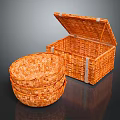 Handwoven Storage Baskets and Rectangular Box for Home Organizing 3d model