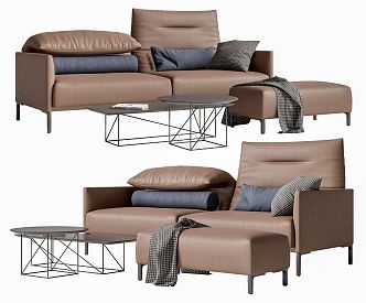 Modern Sofa Coffee Table Combination Leather Sofa Coffee Table Combination 3d model