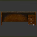 Solid Wood Office Desk With Brown Tabletop And Drawer Cabinet Storage 3d model