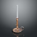 Copper Colored Decorative Candle Holder With White Candle Round Base And Small Ring