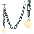 Modern Pendant Light With Green Chain And White Globe For Home Decor