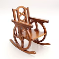 Classic Wooden Rocking Chair With Cross Back Design And Wheel Shaped Armrests