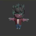 Stylized Cartoon Man With Spiky Red Hair Red Plaid Shirt Blue Jeans And Arms Outstretched