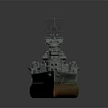 Detailed Battleship Model With Turrets Masts And Weathered Hull Color Design