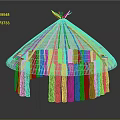Traditional Thatched Hut With Conical Straw Roof And Wooden Pole Supports