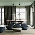 Modern Apartment Interior With Marble Table Black Chair And Magazine