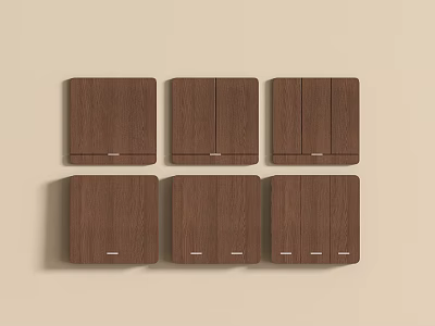 Brown Wooden Texture Switch Panels With Various Switch Counts Wall Mounted 3d model