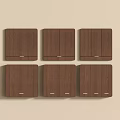 Brown Wooden Texture Switch Panels With Various Switch Counts Wall Mounted