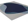 Modern Square Carpet With Navy Blue Light Blue Beige Abstract Geometric Patterns 3d model
