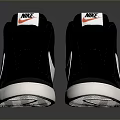 Black High Top Sports Shoes With White Nike Logo Leather Upper And White Sole Design
