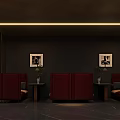 White Bear Statue In Modern Hallway With Dark Walls Marble Floor Lighting And Display Cabinets