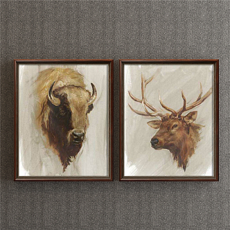 American Animal Painting Brown Living Room Animal Combination Decorative Painting 3d model