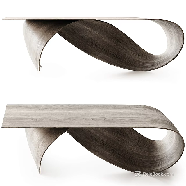 Modern Wooden Coffee Table With Unique Curved Structure And Sleek Design 3d model 